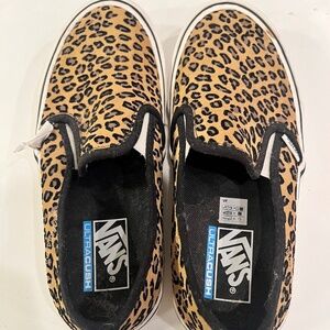 Vans leopard print slip ons